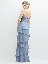 Rear View Thumbnail - Cloudy Strapless Asymmetrical Tiered Ruffle Chiffon Maxi Dress