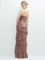 Rear View Thumbnail - Sienna Strapless Asymmetrical Tiered Ruffle Chiffon Maxi Dress