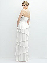 Rear View Thumbnail - White Strapless Asymmetrical Tiered Ruffle Chiffon Maxi Dress