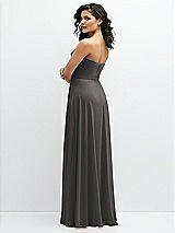 Alt View 3 Thumbnail - Caviar Gray Chiffon Corset Maxi Dress with Removable Off-the-Shoulder Swags