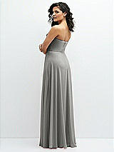 Alt View 3 Thumbnail - Chelsea Gray Chiffon Corset Maxi Dress with Removable Off-the-Shoulder Swags