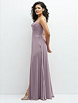Alt View 2 Thumbnail - Lilac Dusk Chiffon Corset Maxi Dress with Removable Off-the-Shoulder Swags