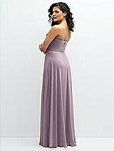 Alt View 3 Thumbnail - Lilac Dusk Chiffon Corset Maxi Dress with Removable Off-the-Shoulder Swags