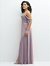 Side View Thumbnail - Lilac Dusk Chiffon Corset Maxi Dress with Removable Off-the-Shoulder Swags