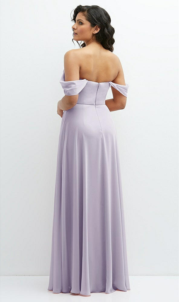 Back View - Moondance Chiffon Corset Maxi Dress with Removable Off-the-Shoulder Swags
