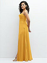 Alt View 2 Thumbnail - NYC Yellow Chiffon Corset Maxi Dress with Removable Off-the-Shoulder Swags