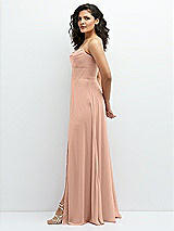 Alt View 2 Thumbnail - Pale Peach Chiffon Corset Maxi Dress with Removable Off-the-Shoulder Swags