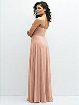 Alt View 3 Thumbnail - Pale Peach Chiffon Corset Maxi Dress with Removable Off-the-Shoulder Swags