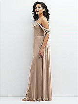 Side View Thumbnail - Topaz Chiffon Corset Maxi Dress with Removable Off-the-Shoulder Swags