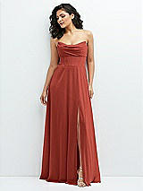 Alt View 1 Thumbnail - Amber Sunset Chiffon Corset Maxi Dress with Removable Off-the-Shoulder Swags