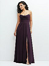 Alt View 1 Thumbnail - Aubergine Chiffon Corset Maxi Dress with Removable Off-the-Shoulder Swags