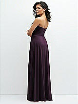 Alt View 3 Thumbnail - Aubergine Chiffon Corset Maxi Dress with Removable Off-the-Shoulder Swags