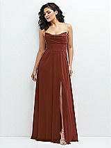 Alt View 1 Thumbnail - Auburn Moon Chiffon Corset Maxi Dress with Removable Off-the-Shoulder Swags