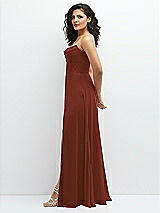 Alt View 2 Thumbnail - Auburn Moon Chiffon Corset Maxi Dress with Removable Off-the-Shoulder Swags