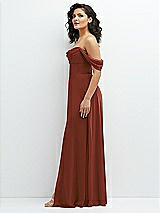 Side View Thumbnail - Auburn Moon Chiffon Corset Maxi Dress with Removable Off-the-Shoulder Swags