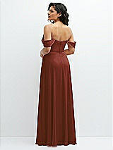 Rear View Thumbnail - Auburn Moon Chiffon Corset Maxi Dress with Removable Off-the-Shoulder Swags