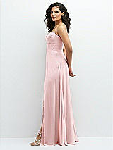 Alt View 2 Thumbnail - Ballet Pink Chiffon Corset Maxi Dress with Removable Off-the-Shoulder Swags