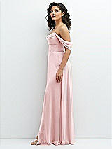 Side View Thumbnail - Ballet Pink Chiffon Corset Maxi Dress with Removable Off-the-Shoulder Swags