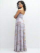 Alt View 3 Thumbnail - Butterfly Botanica Silver Dove Chiffon Corset Maxi Dress with Removable Off-the-Shoulder Swags