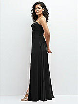 Alt View 2 Thumbnail - Black Chiffon Corset Maxi Dress with Removable Off-the-Shoulder Swags