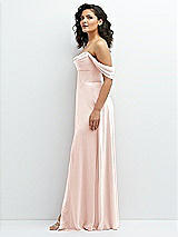Side View Thumbnail - Blush Chiffon Corset Maxi Dress with Removable Off-the-Shoulder Swags