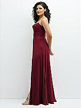 Alt View 2 Thumbnail - Burgundy Chiffon Corset Maxi Dress with Removable Off-the-Shoulder Swags