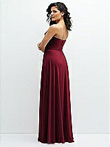 Alt View 3 Thumbnail - Burgundy Chiffon Corset Maxi Dress with Removable Off-the-Shoulder Swags