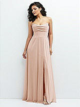Alt View 1 Thumbnail - Cameo Chiffon Corset Maxi Dress with Removable Off-the-Shoulder Swags