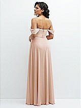 Rear View Thumbnail - Cameo Chiffon Corset Maxi Dress with Removable Off-the-Shoulder Swags