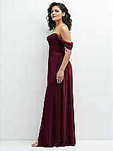 Side View Thumbnail - Cabernet Chiffon Corset Maxi Dress with Removable Off-the-Shoulder Swags