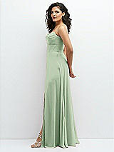 Alt View 2 Thumbnail - Celadon Chiffon Corset Maxi Dress with Removable Off-the-Shoulder Swags