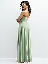 Alt View 3 Thumbnail - Celadon Chiffon Corset Maxi Dress with Removable Off-the-Shoulder Swags