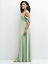 Side View Thumbnail - Celadon Chiffon Corset Maxi Dress with Removable Off-the-Shoulder Swags