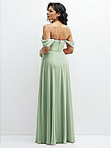 Rear View Thumbnail - Celadon Chiffon Corset Maxi Dress with Removable Off-the-Shoulder Swags