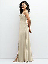 Alt View 2 Thumbnail - Champagne Chiffon Corset Maxi Dress with Removable Off-the-Shoulder Swags