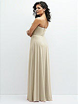 Alt View 3 Thumbnail - Champagne Chiffon Corset Maxi Dress with Removable Off-the-Shoulder Swags