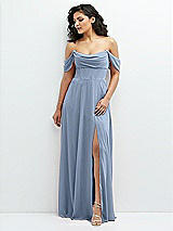 Front View Thumbnail - Cloudy Chiffon Corset Maxi Dress with Removable Off-the-Shoulder Swags