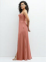Alt View 2 Thumbnail - Desert Rose Chiffon Corset Maxi Dress with Removable Off-the-Shoulder Swags