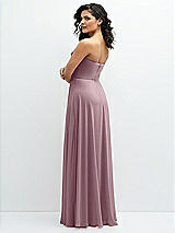 Alt View 3 Thumbnail - Dusty Rose Chiffon Corset Maxi Dress with Removable Off-the-Shoulder Swags