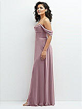Side View Thumbnail - Dusty Rose Chiffon Corset Maxi Dress with Removable Off-the-Shoulder Swags