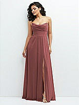 Alt View 1 Thumbnail - English Rose Chiffon Corset Maxi Dress with Removable Off-the-Shoulder Swags