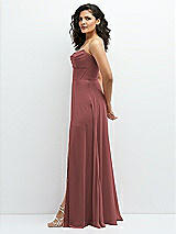 Alt View 2 Thumbnail - English Rose Chiffon Corset Maxi Dress with Removable Off-the-Shoulder Swags
