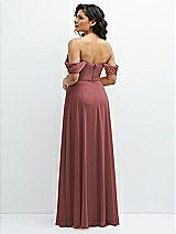 Rear View Thumbnail - English Rose Chiffon Corset Maxi Dress with Removable Off-the-Shoulder Swags