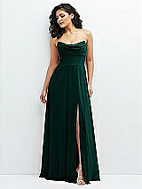 Alt View 1 Thumbnail - Evergreen Chiffon Corset Maxi Dress with Removable Off-the-Shoulder Swags