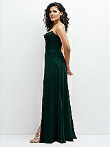 Alt View 2 Thumbnail - Evergreen Chiffon Corset Maxi Dress with Removable Off-the-Shoulder Swags