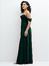 Side View Thumbnail - Evergreen Chiffon Corset Maxi Dress with Removable Off-the-Shoulder Swags