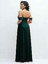 Rear View Thumbnail - Evergreen Chiffon Corset Maxi Dress with Removable Off-the-Shoulder Swags