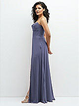 Alt View 2 Thumbnail - French Blue Chiffon Corset Maxi Dress with Removable Off-the-Shoulder Swags