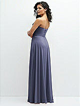 Alt View 3 Thumbnail - French Blue Chiffon Corset Maxi Dress with Removable Off-the-Shoulder Swags