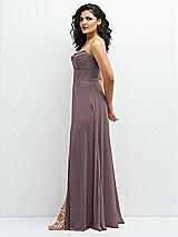 Alt View 2 Thumbnail - French Truffle Chiffon Corset Maxi Dress with Removable Off-the-Shoulder Swags